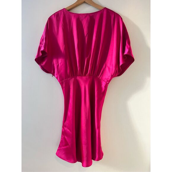 NWT BHLDN Leila Stretch Satin Deep-V Mini Dress size S - Picture 3 of 7